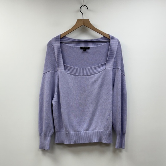 Ann Taylor Chunky Knit Square Neck Pullover Sweater Lilac Purple XL - Picture 2 of 9